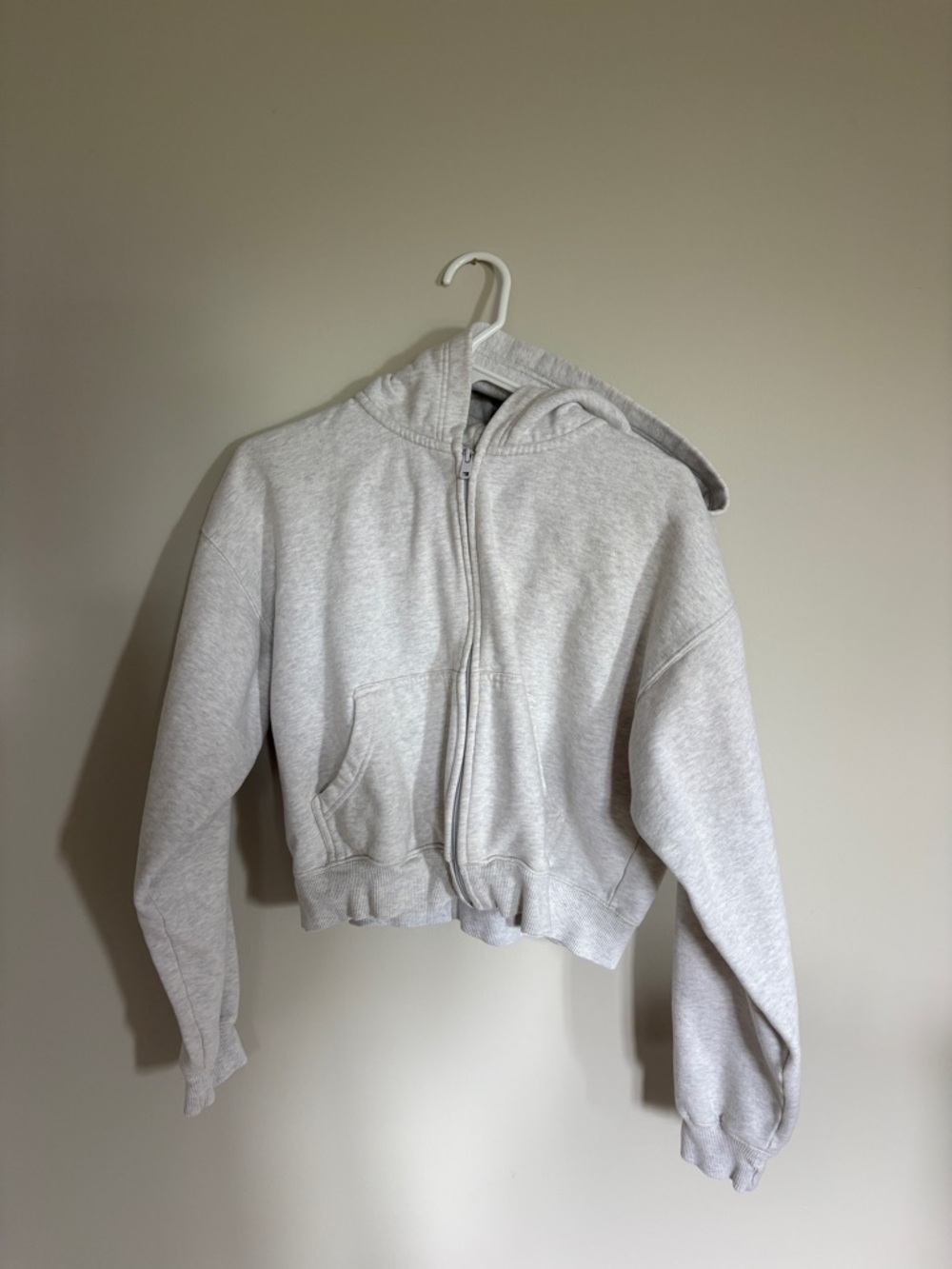 Aritzia Light Gray Zip-Up Hoodie